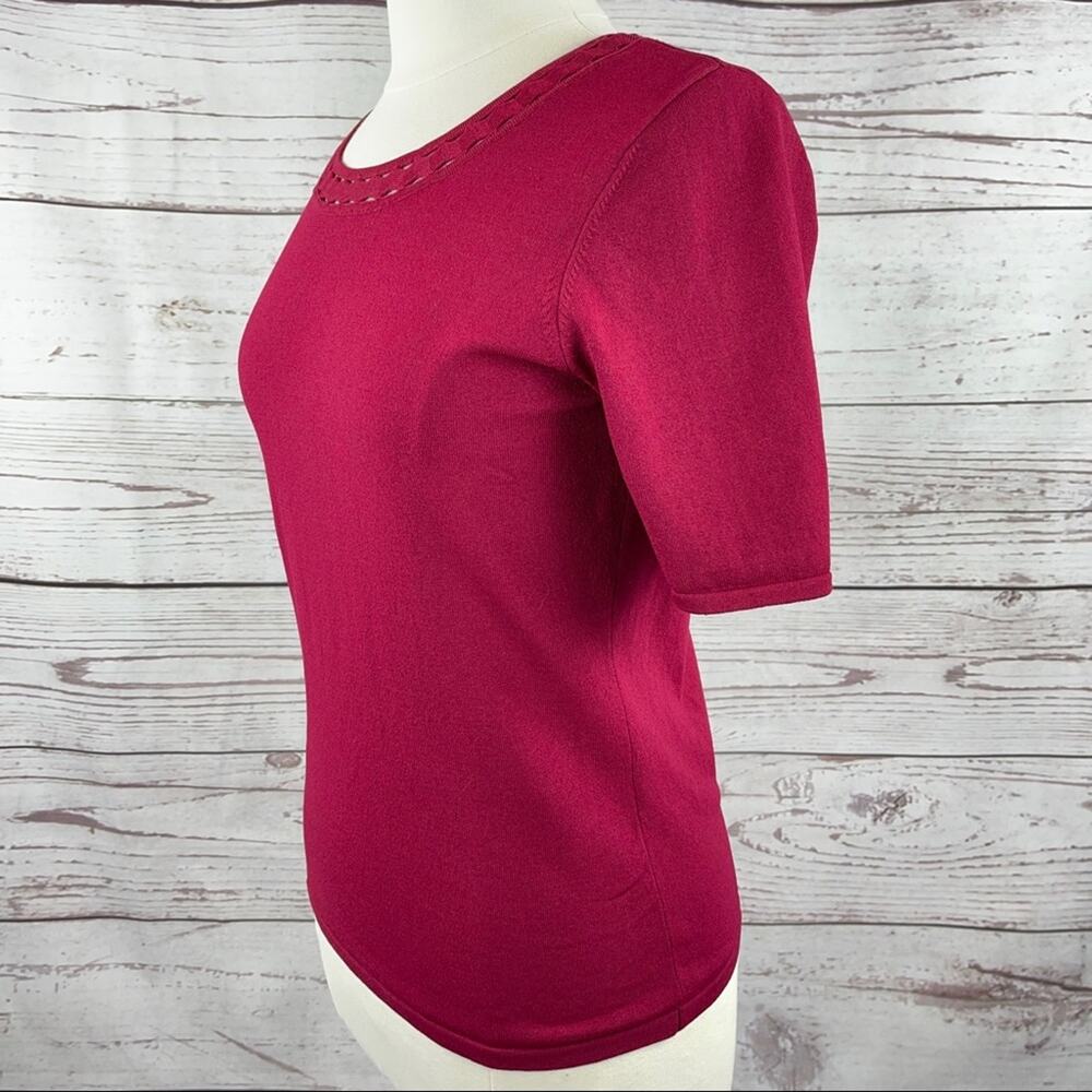 Whbm Raspberry Color Top With Unique Neckline - image 3